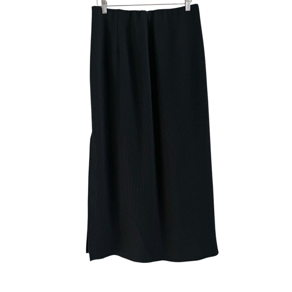Vintage Garfield & Marks Black Lined Maxi Skirt Womens Size 14 Side Slit Zip USA